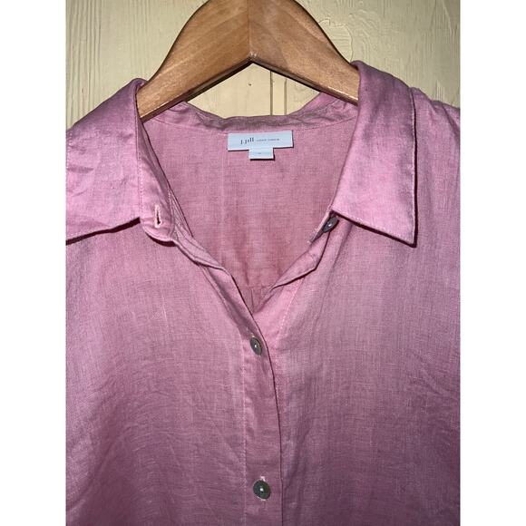 J. Jill Shirt Womens Medium Love Linen Tab Sleeve Button Front Top Clean Girl - Picture 2 of 8